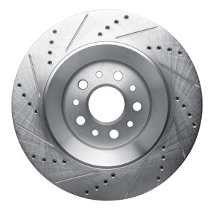 Maserati LeVante Brake Rotor (1) - Rear Right - R1 Concepts - Drilled & Slotted - Silver - `17-`24